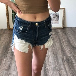 American Eagle Dark Wash Distressed Shorts